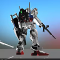 Gundam Character In White Blue Red Armor With Weapon Shield And Mechanical Design