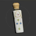 Elegant White Snuff Bottle With Golden Lid Floral Patterns And Bead Designs
