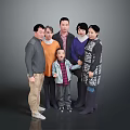 Family Group In Everyday Casual Wear With Various Styles Against Gray Backdrop