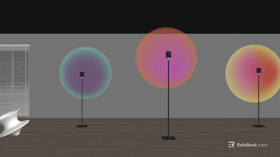 Colorful Gradient Round Glowing Decorative Floor Lamps For Modern Interior Space 3d model 