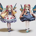 Two Girls Characters With Butterfly Wings And Flower Adorned Hair In Dresses Holding Scrolls