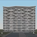 Modern residential building large balcony fourth generation residence 3d model