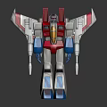 Red White Blue Transformers Toy Figure With Wings Standing Pose On Reflective Base 3d model