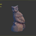 Intricately Carved Wooden Owl Statue Perched On Natural Wood Stump Base