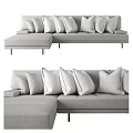 Modern Upholstered Sectional Sofa With Plush Pillows And Spacious Seating Design 3d model