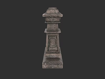 Ancient Ornate Stone Pillar With Intricate Carved Details And Design 3d model