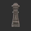Ancient Ornate Stone Pillar With Intricate Carved Details And Design