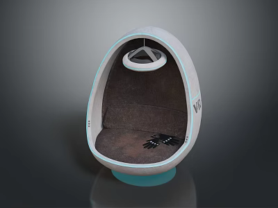 Egg Shaped Modern Leisure Chair With White Exterior Brown Cushion Blue Base 3d model