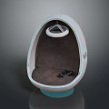 Egg Shaped Modern Leisure Chair With White Exterior Brown Cushion Blue Base