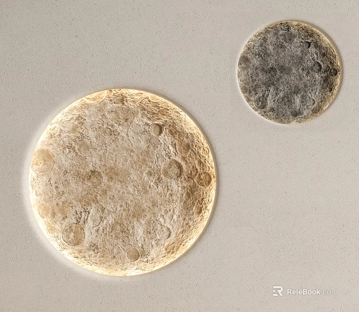 Circular Wall Lamps Different Sizes Light and Dark Illuminated Modern Design 3d model