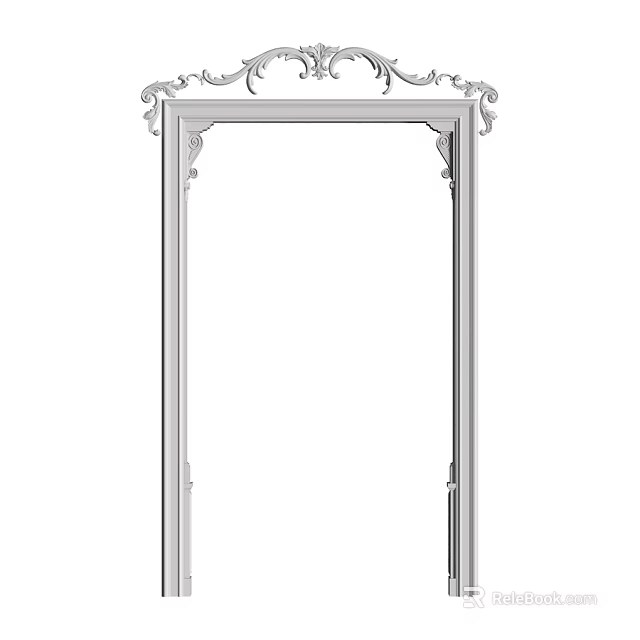 Classical Decorative Frame with Elaborate Top Ornaments and Carved Side Details 3d model 