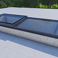 Modern Detached Villa Roof Design With Glass Skylights Stone Brick Walls And Tile Flooring