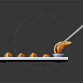 Pan Fried Dumplings Served On White Rectangular Plate With Chopsticks Dipping Sauce And Green Onions