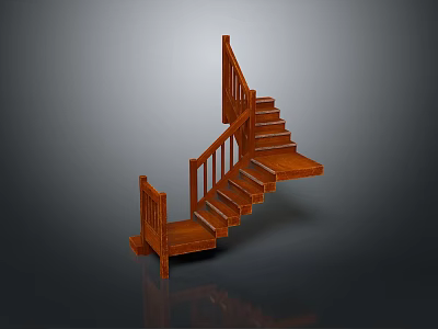 Wooden Staircase Design With Handrail And Steps For Interior Spaces 3d model
