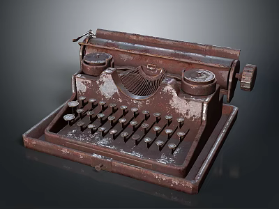 Old-Fashioned Vintage Rusty Mechanical Typewriter With Classic Design And Metal Keys 3d model