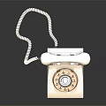 Vintage Rotary Dial Telephone In Ivory White With Coiled Cord Handset And Classic Design