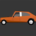 Orange Cartoon Style Car With White Windshield Black Wheels And Reflection