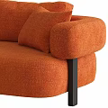 Orange Sofa With Multiple Orange Cushions And Black Legs Modern Design 3d model