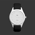 Modern Wrist Watch With Black Leather Strap And Transparent Dial Design