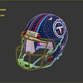 Blue Football Helmet With Red Stripes And Titans Logo For Sports Apparel