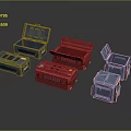Red And Gray Storage Boxes With Open Lids And Durable Plastic Design