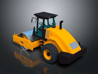 Heavy Duty Yellow Road Roller with Cabin for Construction Machinery Equipment 3d model