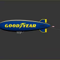 Goodyear Blimp Airship With Blue White Yellow Colors And Brand Logo