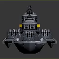 Futuristic Warship 3D Model Featuring Blue Black Color And Multiple Turret Systems