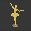 Copper Ballet Dancer Statue in Tutu with One Leg Poised and Arms Extended