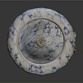 Traditional Blue And White Porcelain Lidded Vase With Ornate Handles And Crackle Pattern