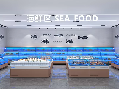 Modern Seafood Area Supermarket Seafood Area 3d model