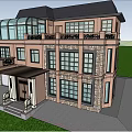 Detached Villa Exterior Design With Brown Double Doors Stone Walls Front Porch And Green Lawn
