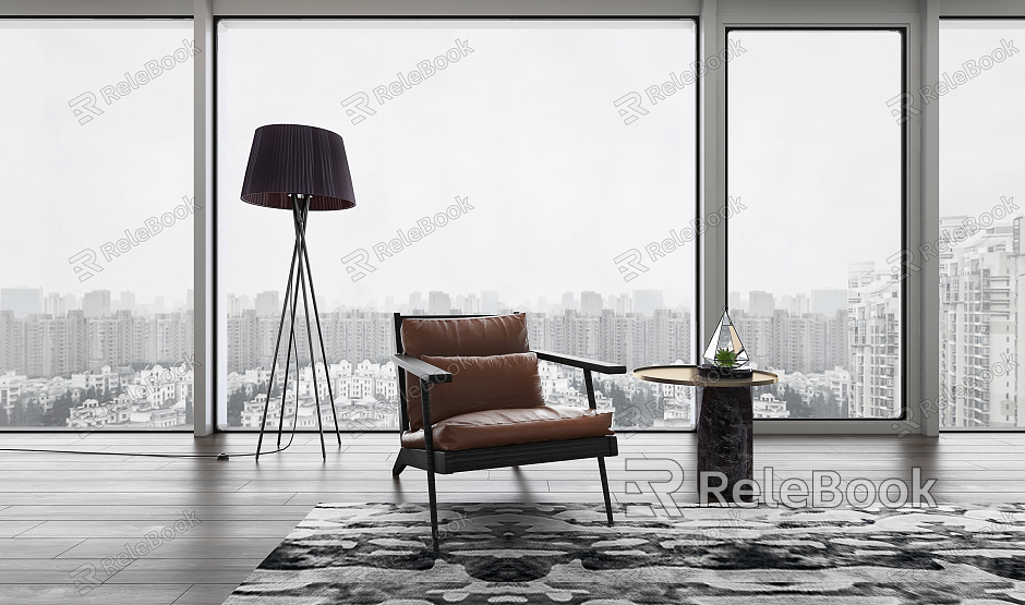 Modern single person sofa single chair floor lamp side combination model