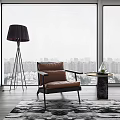 Modern single person sofa single chair floor lamp side combination 3d model