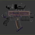 Modern Decorative Gun With Purple Gold Patterns Scope And Skull Design 3d model
