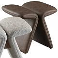 Modern Accent Chairs With Gray Fabric Brown Leather And Unique Cross Leg Design