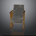Vintage Wooden Chair With Gray Fabric Seat And Backrest Solid Wood Arms And Legs Design