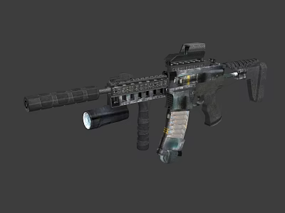 High Quality Modern Tactical Assault Rifle With Scope Flashlight And Magazine 3d model