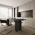 Modern Dining Room Interior With Grey Cabinets Wine Rack Dining Table And Chairs 3d model