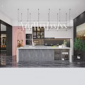 Modern Fashion Store Interior With Hanging Clothes Shoe Shelves And Central Counter