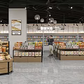 Supermarket Interior With Weighing Area Fresh Fruits Vegetables And Display Shelves