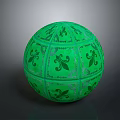 Green Sphere With Intricate Floral And Swirl Patterns On Surface