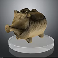 Wooden Pig Piggy Bank Decorative Figurine on Clear Acrylic Base