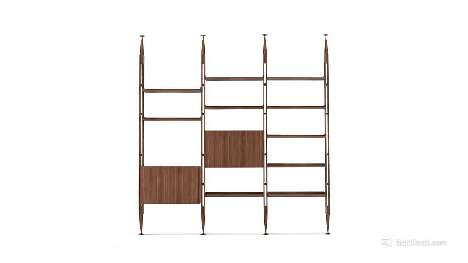 Modern Wooden Shelving Unit With Multi Tier Storage And Open Design Structure 3d model