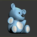 Blue Teddy Bear Stuffed Toy With White Belly Paws And Dark Background