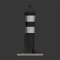 Modern Decorative Lighthouse Model With Black White Stripes Square Base Top Structure And Extending Platform 3d model