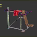 Ergonomic Strength Training Fitness Machine With Metal Frame Red Cushion Wooden Seat And Armrests