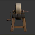 Traditional Manual Household Stone Mill with Wooden Stand Grinding Wheel and Handle