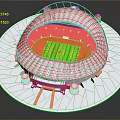 Large Circular Playground Equipment Structure With Red Seats Green Area Orange Track And White Roof