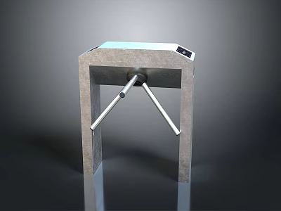 Metal Turnstile Access Control Equipment With Rotating Arms And Top Panel 3d model